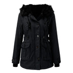 women's faux fur hood longline parka in gold for women
