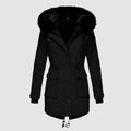 women's faux fur hood longline parka in black for women
