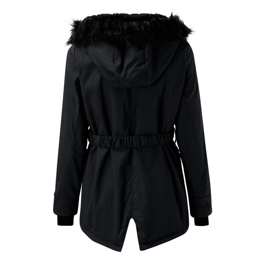 women's faux fur hood longline parka in gold for women