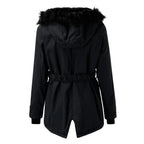 women's faux fur hood longline parka in gold for women