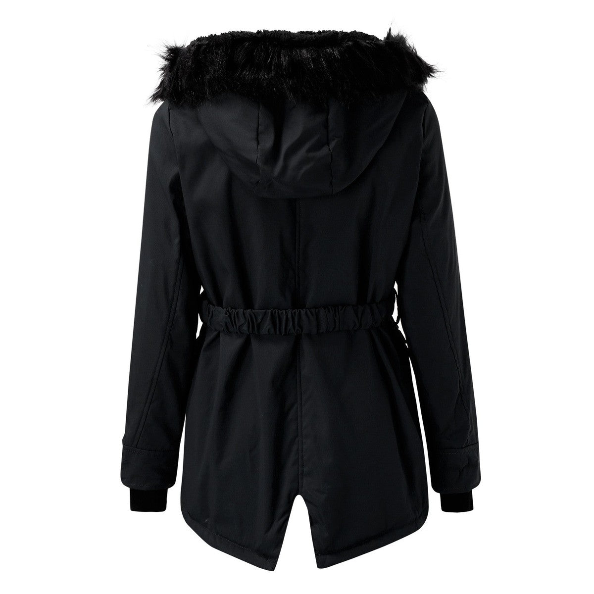 women's faux fur hood longline parka in gold for women