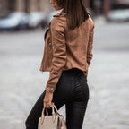 women's faux leather biker jacket in black for women