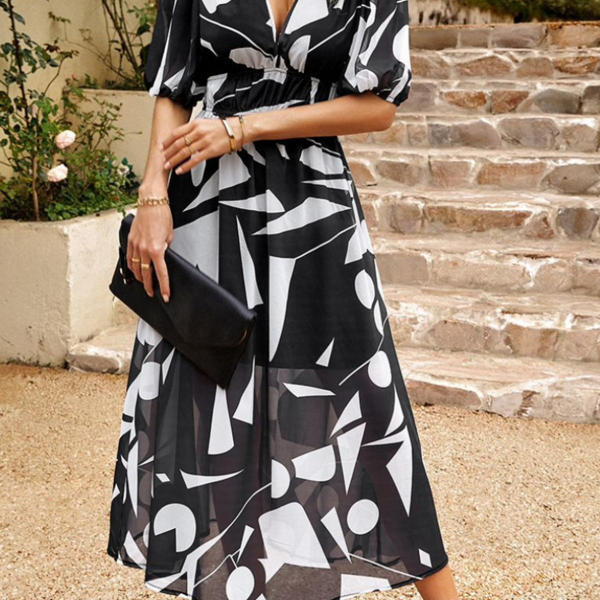 women's floral puff sleeve midi dress in floral