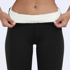 women's high waisted fleece-lined leggings in black