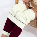 women's high waisted fleece-lined leggings in red
