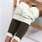 women's high waisted fleece-lined leggings in coffee
