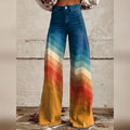 women's high waisted wide leg trousers in sunset chevron
