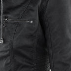 women's hooded faux leather biker jacket in khaki for women