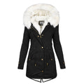 women's hooded jacket with button detail in black for women