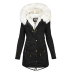 women's hooded jacket with button detail in black for women