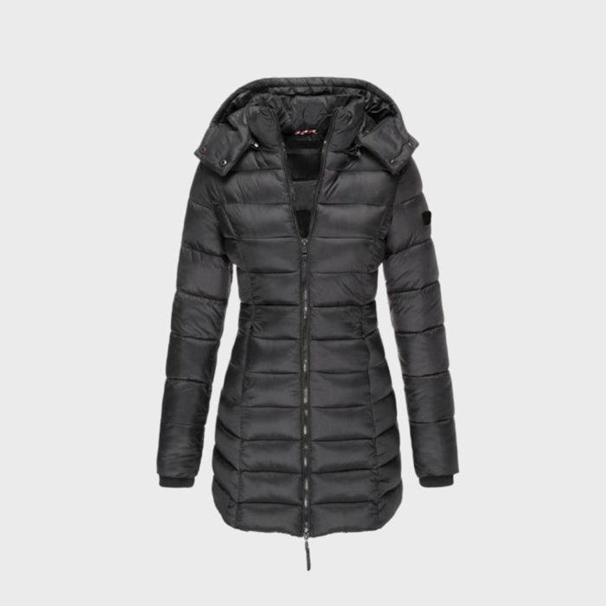 women's hooded long coat in black for women