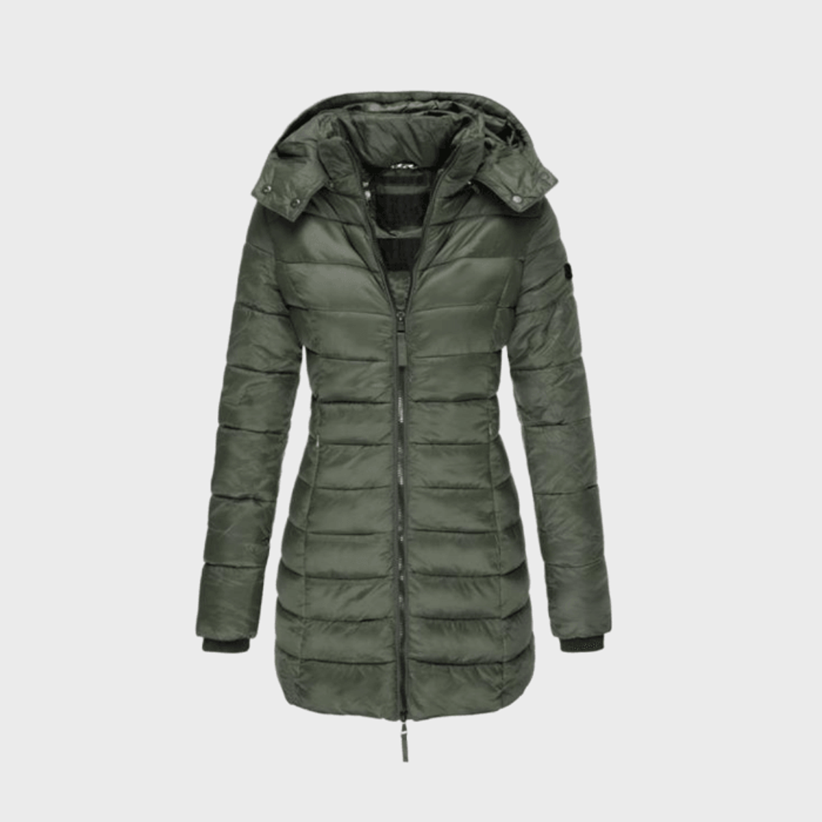 women's hooded long coat in green for women