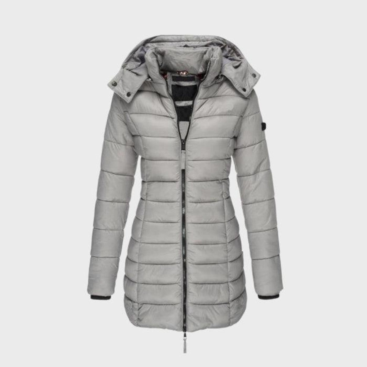 women's hooded long coat in grey for women