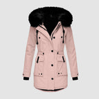 women's hooded quilted winter jacket in pink