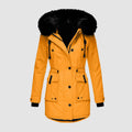 women's hooded quilted winter jacket in gold