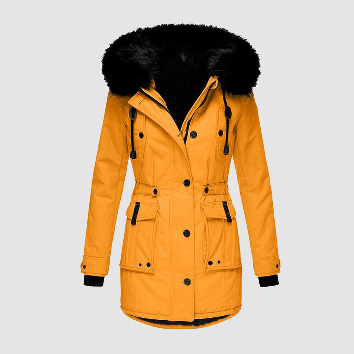 women's hooded quilted winter jacket in gold