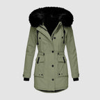women's hooded quilted winter jacket in green