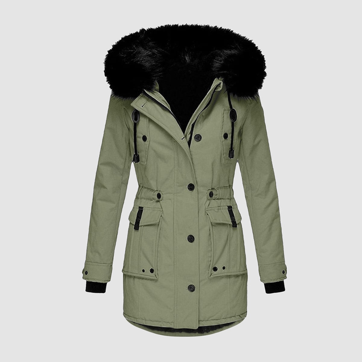women's hooded quilted winter jacket in green