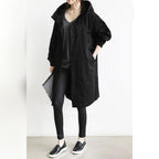 women's hooded trench coat in black
