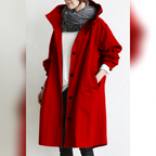 women's hooded trench coat in red