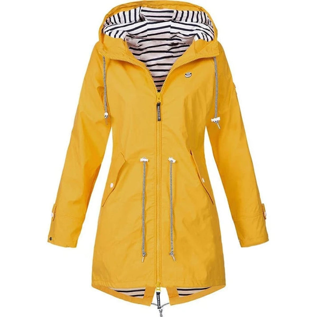women's hooded waterproof raincoat in yellow