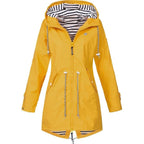 women's hooded waterproof raincoat in yellow