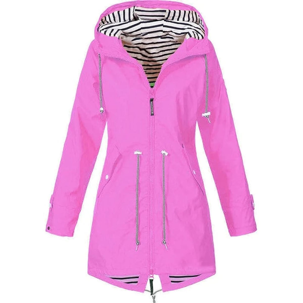 women's hooded waterproof raincoat in pink
