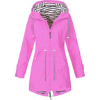 women's hooded waterproof raincoat in pink