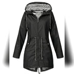 women's hooded waterproof raincoat in black