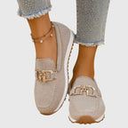 women's horsebit slip-on loafers in beige