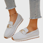 women's horsebit slip-on loafers in white