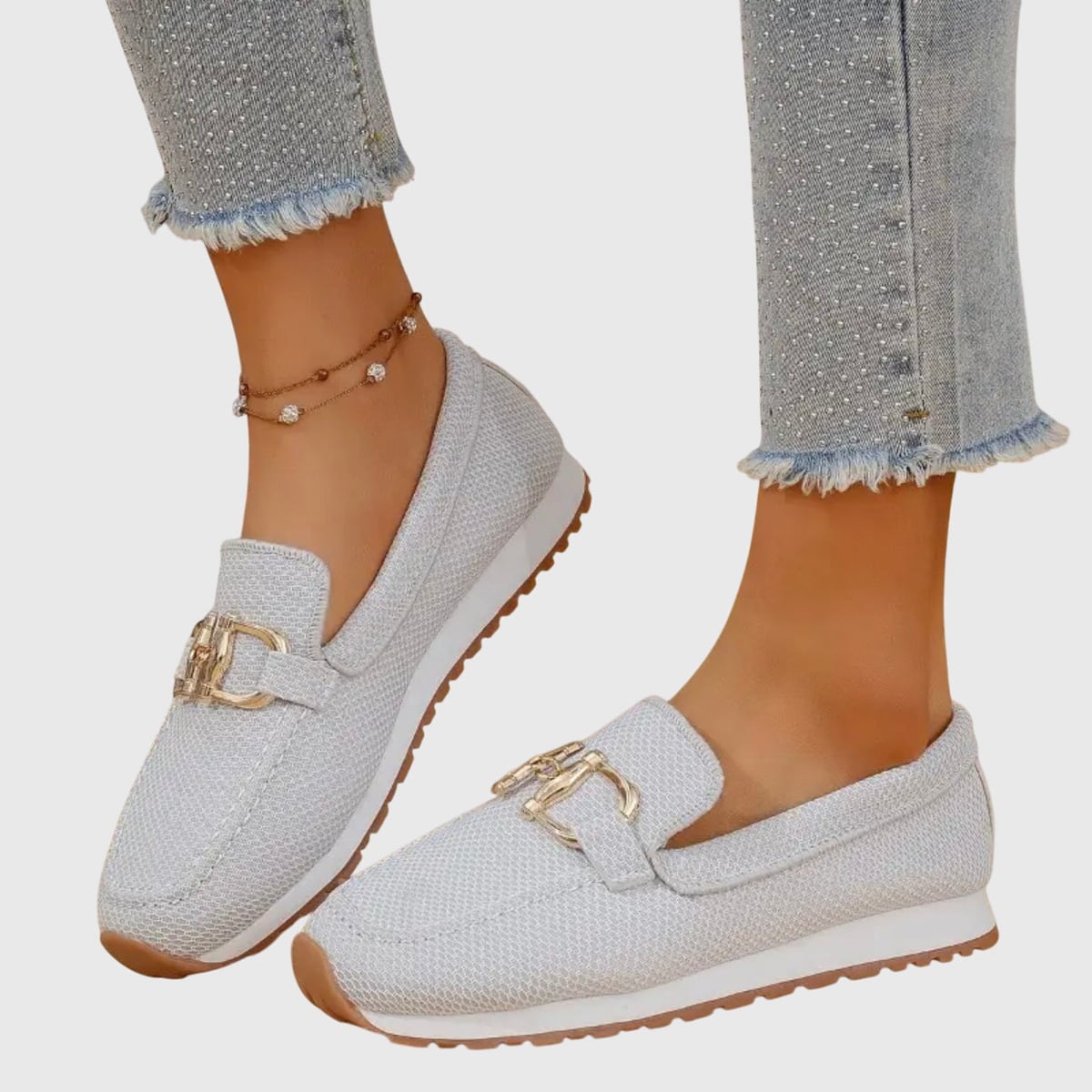 women's horsebit slip-on loafers in white