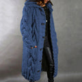 women's knit hooded coat in blue