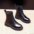 women's lined winter ankle boots in black