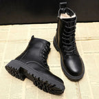 women's lined winter ankle boots in black