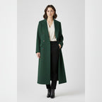 women's long lapel coat in green