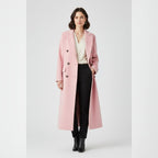 women's long lapel coat in pink