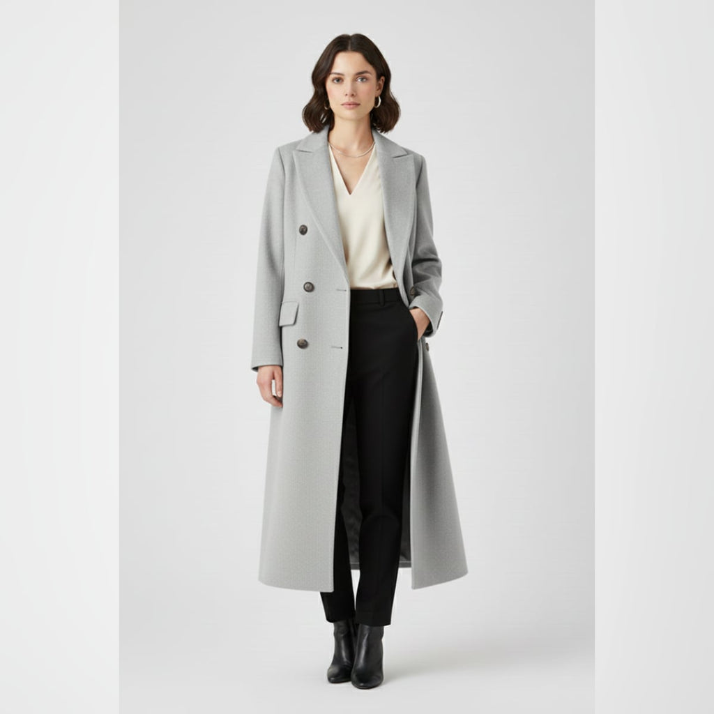 women's long lapel coat in gray