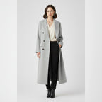 women's long lapel coat in gray