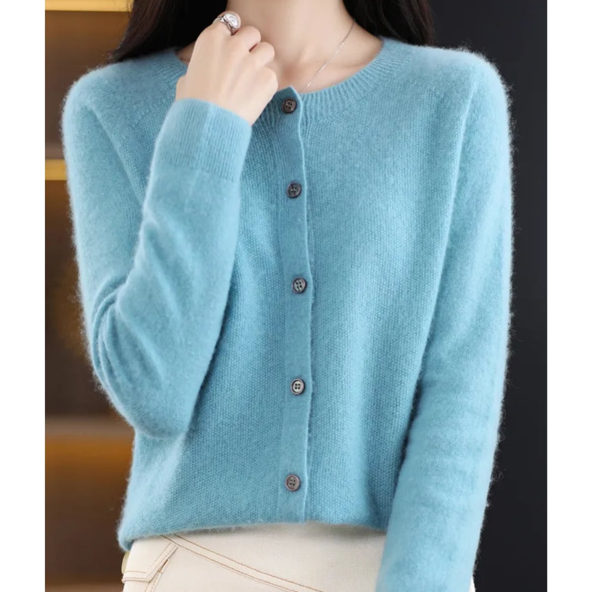 women's long sleeve button-up cardigan