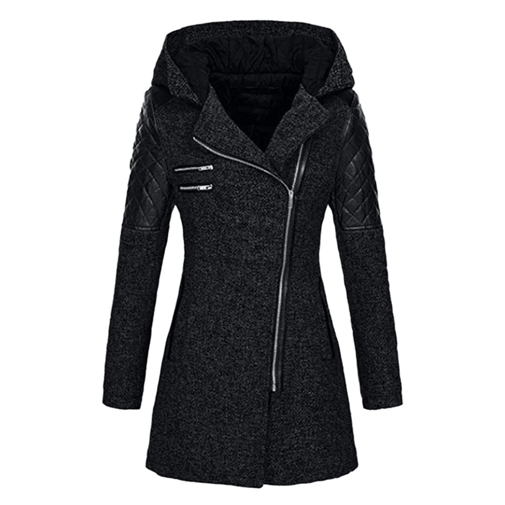 women's long wrap coat in black
