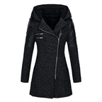 women's long wrap coat in black