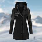 women's long wrap coat in black