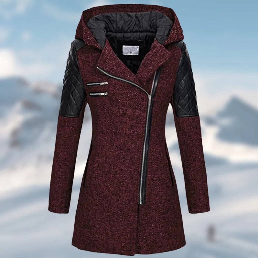 women's long wrap coat in red
