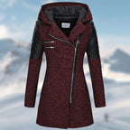 women's long wrap coat in red