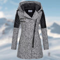 women's long wrap coat in grey