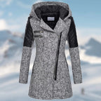 women's long wrap coat in grey
