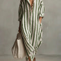women's loose fit v-neck shirt dress in green