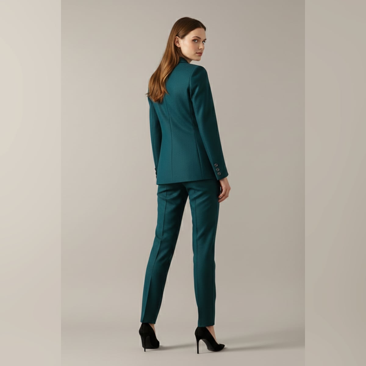 women's one button blazer and straight trousers set