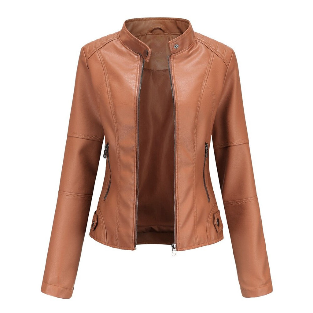women's open front longline blazer jacket in camel